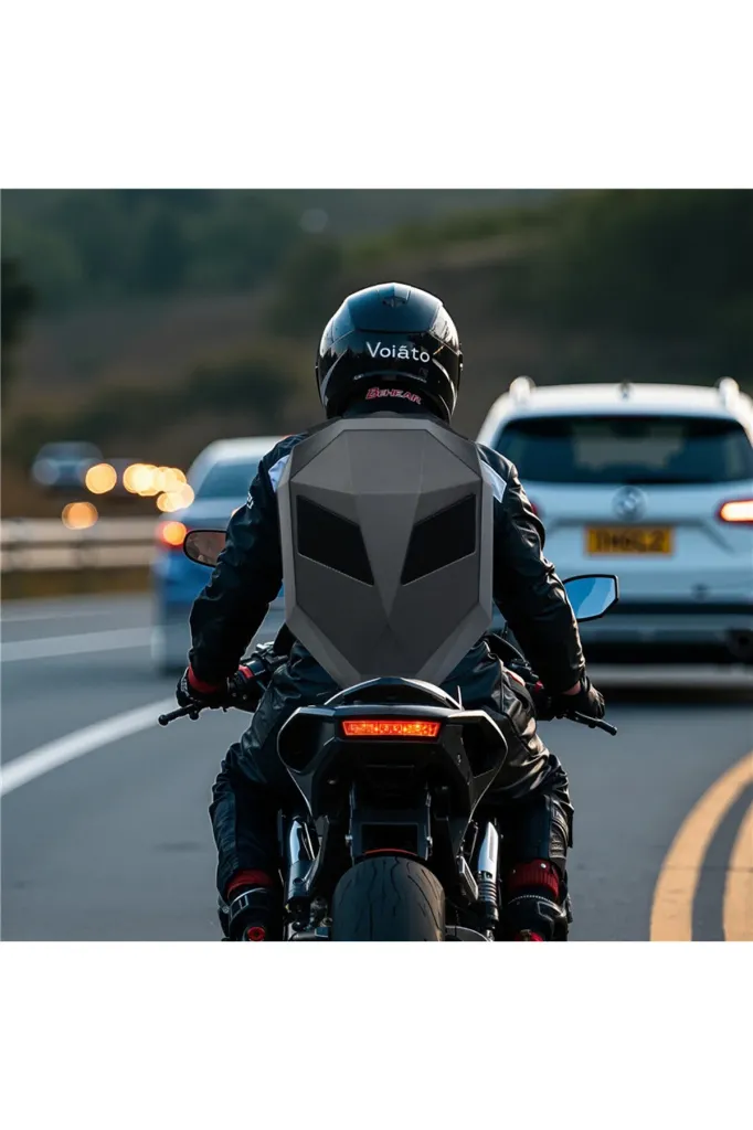 Motosiklet Kask Bölmeli LED Ekranlı Sert Kabuk Sırt Çantası–48×29×23cm–ABS, Su İtici, Genişleyebilir