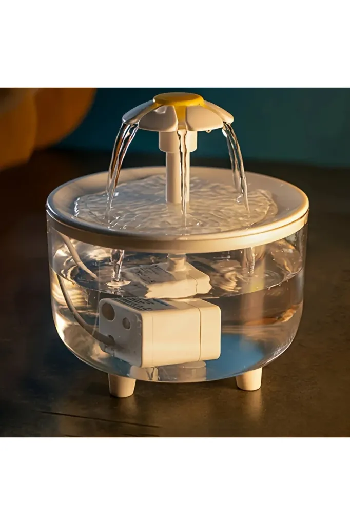 1.5L Sessiz Filtreli Kedi Köpek Su Pınarı – USB Çiçek Şelale Tasarım