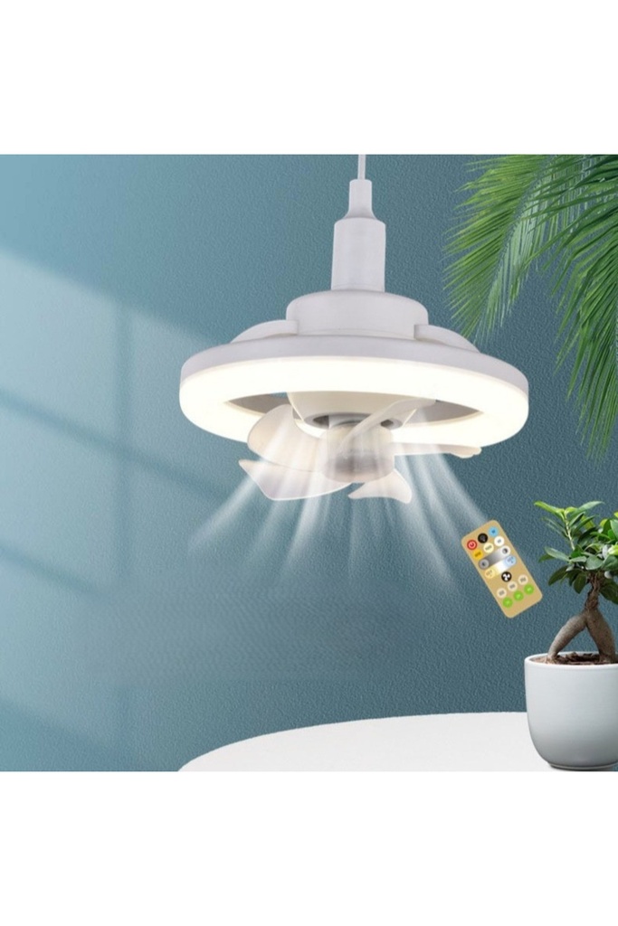 LED Işıklı 360° Tavan Vantilatörü – Sessiz, 3 Kademeli Hız ve Renk, Uzaktan Kumandalı