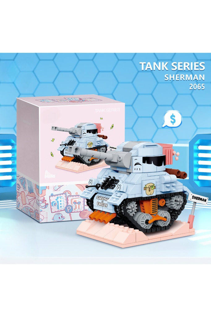 Mini Blok Tank – SHERMAN – 479 Parça ABS – 11×6×7 cm