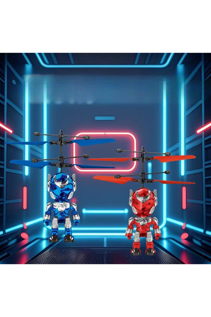 Usb Şarjlı Sensörlü Uçan Robot Oyuncak – Işıklı, Kumandalı, Dayanıklı Gövde-mavi Renk
