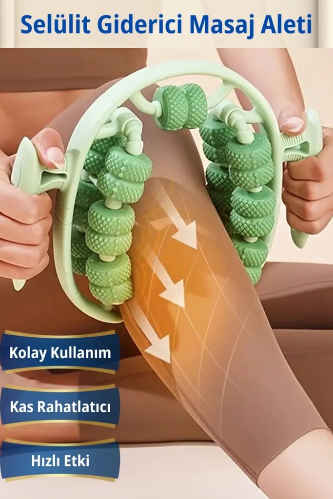 18 Tekerlekli Masaj Aleti – Ayarlanabilir Genişlik Ve Ergonomik Tasarım Rahatlatıcı - Yeşil