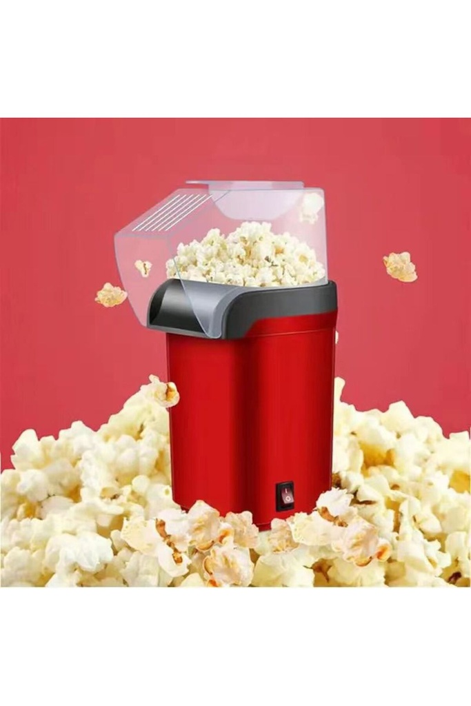 Mini Elektrikli Patlamış Mısır Makinesi – Yağsız Hava Üflemeli, 1200W, Kırmızı Popcorn Maker