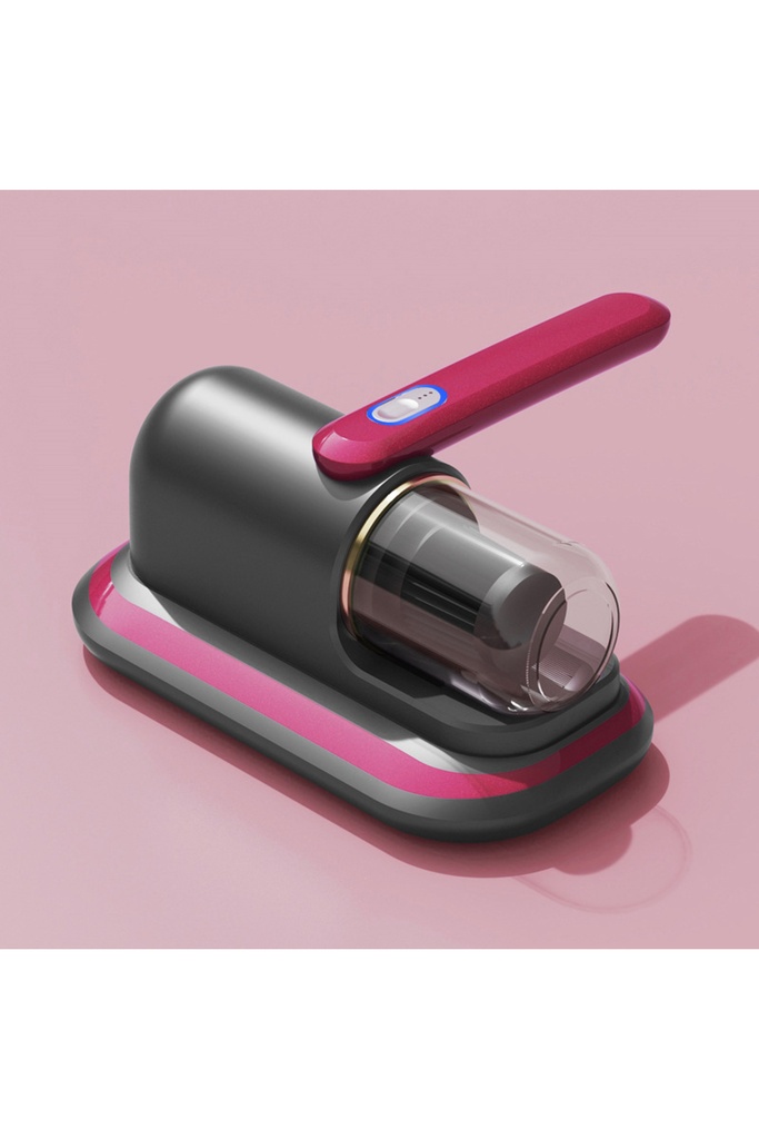 Pembe Şarjlı Toz ve Akar Temizleyici Yatak Koltuk Süpürgesi Şeffaf Hazneli