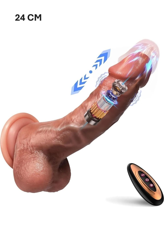 24cm Uzun, 8 Mod İleri-Geri Hareketli, Isıtmalı (42°C) Uzaktan Kumandalı Dildo