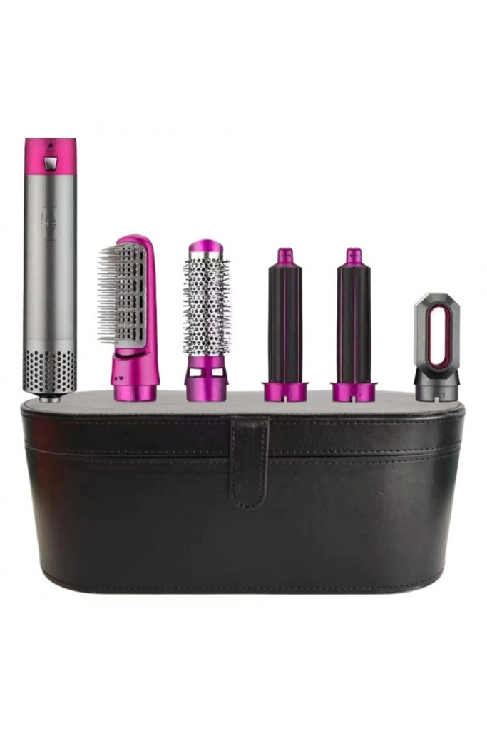 Premium 5'i 1 Arada Sıcak Hava Saç Şekillendirici Seti-Bukle, Fön,Düzleştirici(Özel Kutulu) (Gri-Mor Siyah Kutulu)