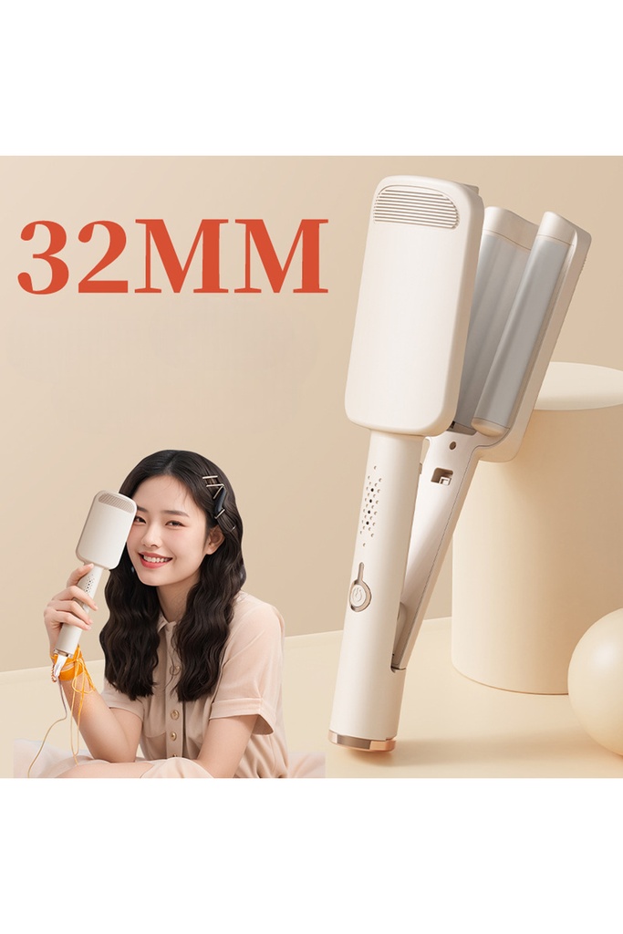 32mm Derin U Dalga Saç Şekillendirici LR-288 –Seramik Kaplama, Otomatik Kapanma, 10 sn Hızlı Isınma (Krem/Bej)