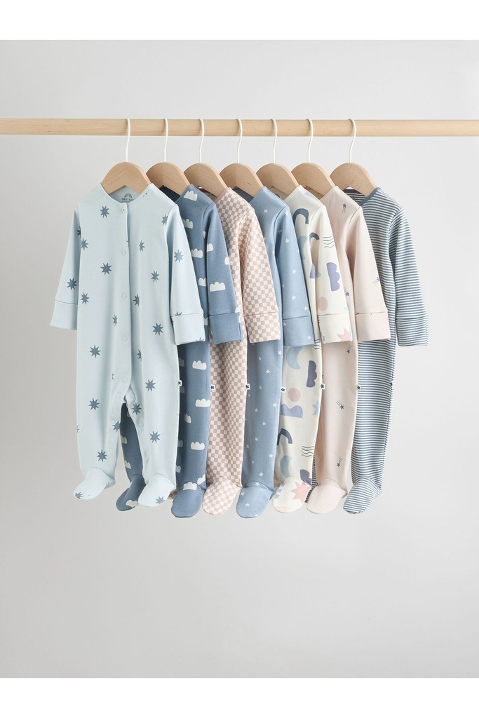 Mavi - Bebek Popper Uyku Tulumları 7 Paket (0ay -2yaş) (6-9 AY)