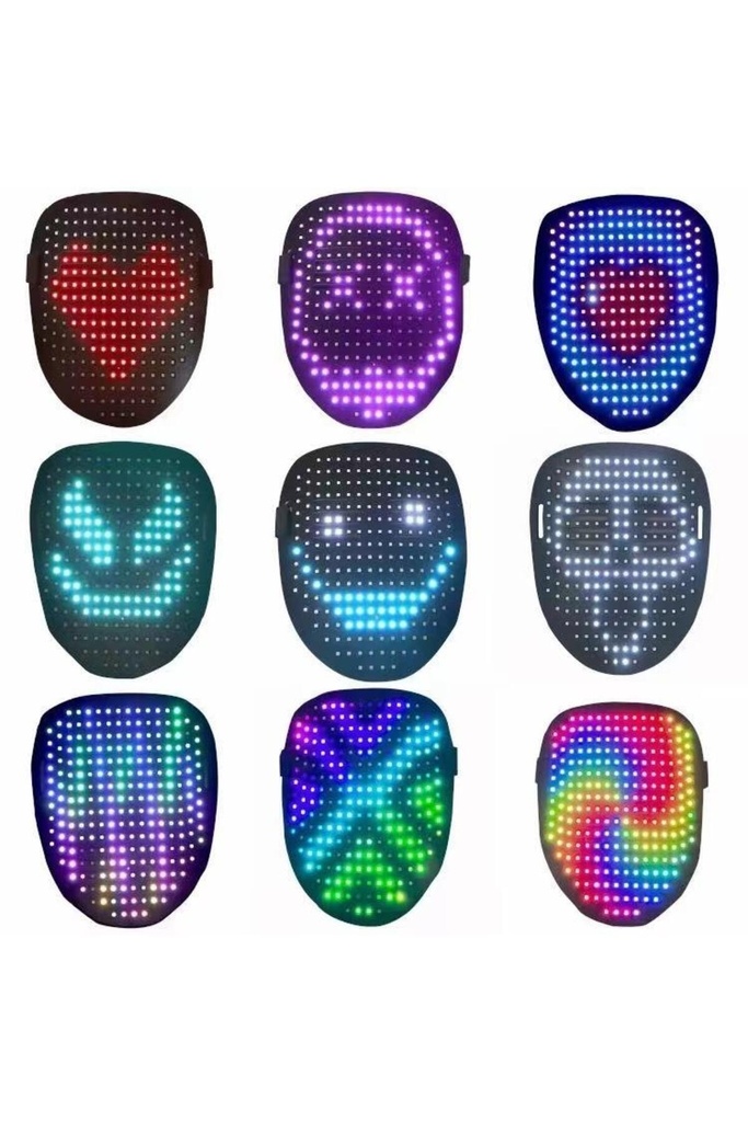 Led Maske Çok Renkli Led Işıklı Şarjlı Parti Maskesi Kablosuz Yılbaşı Düğün Eğlence