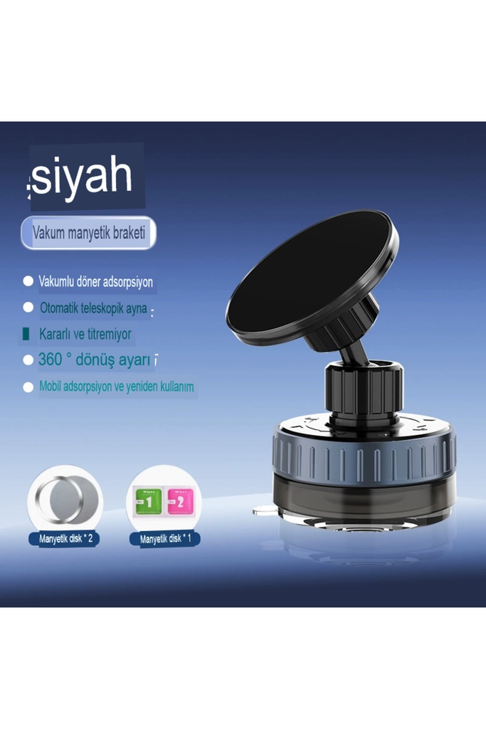 Vakumlu Manyetik Telefon Tutucu - Delme Gerektirmeyen, 360° Döner, Mutfak ve Banyo Kullanımı İçin