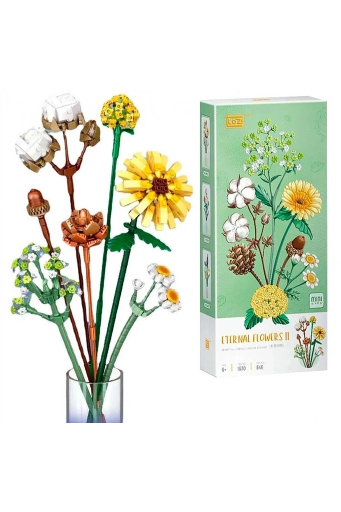 Mini 646 Parça Çiçek Buketi Blok Seti – Eternal Flowers II (1670)